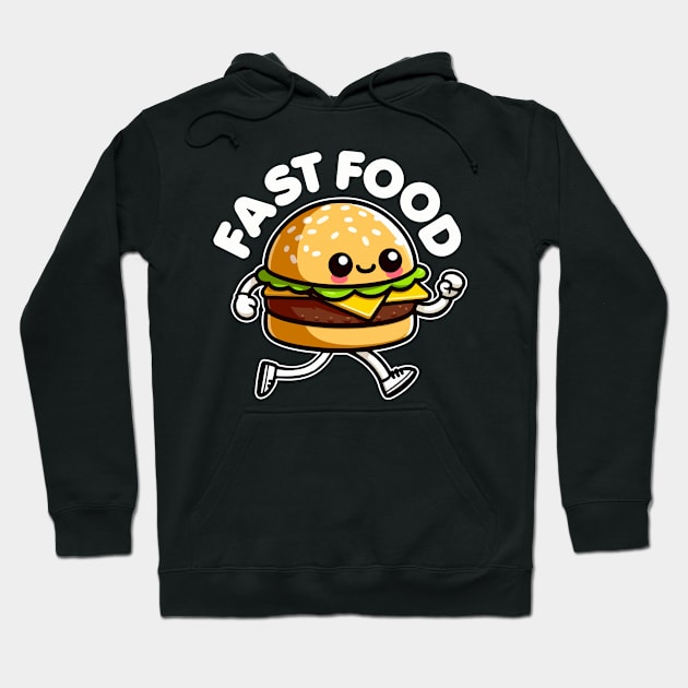 Fast Food Cute Burger Running Funny Hoodie by valiantbrotha
